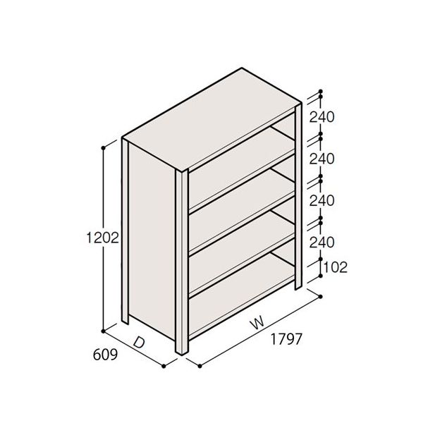 アズワン 軽量棚 ERR密閉型 H1200×W1800×D600 有効棚 4段 67-5245-96 1個（直送品）