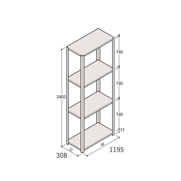 アズワン 軽量棚 ERR開放型 H2400×W1200×D300 有効棚 3段 67-5242-71 1個（直送品）