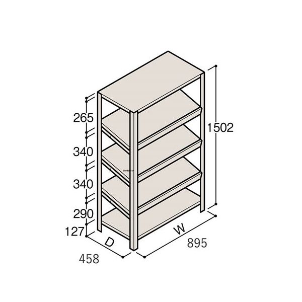 アズワン 軽量棚 ERR傾斜型 H1500×W900×D450 有効棚 4段 67-5244-90 1個（直送品）