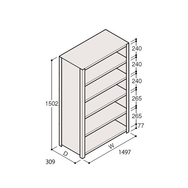 アズワン 軽量棚 ERR密閉型 H1500×W1500×D300 有効棚 5段 67-5246-28 1個（直送品）