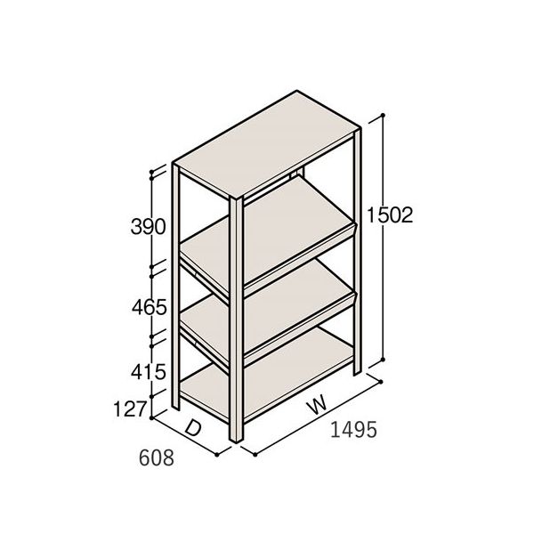 アズワン 軽量棚 ERR傾斜型 H1500×W1500×D600 有効棚 3段 67-5244-87 1個（直送品）