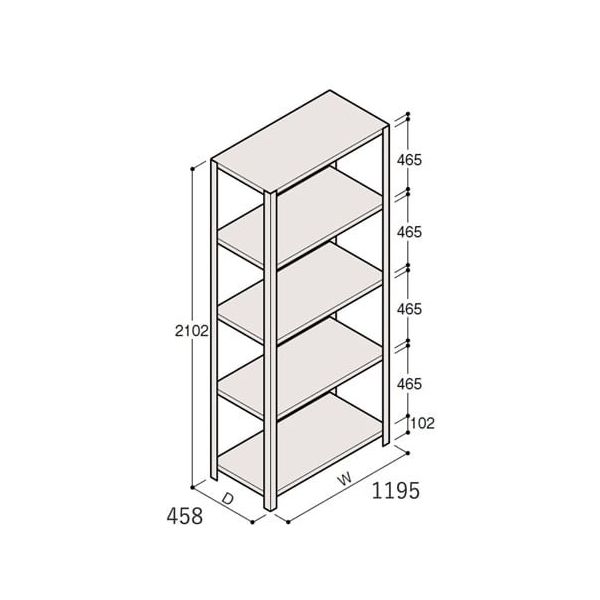 アズワン 軽量棚 ERR開放型 H2100×W1200×D450 有効棚 4段 67-5242-36 1個（直送品）