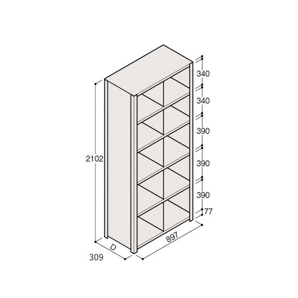 アズワン 軽量棚 ERR仕切型 H2100×W900 ×D300 有効棚 5段 2分割 67-5245-61 1個（直送品）