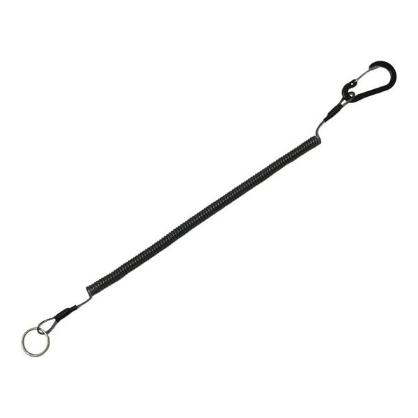 Trimate 落下防止ストラップ カラビナ+カールコード (ステンレスワイヤー入り) グレー 380mm TR-STP027-20 1個（直送品）