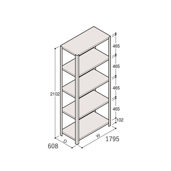 アズワン 軽量棚 ERR開放型 H2100×W1800×D600 有効棚 4段 67-5242-43 1個（直送品）