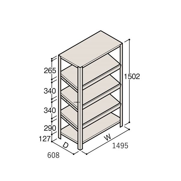 アズワン 軽量棚 ERR傾斜型 H1500×W1500×D600 有効棚 4段 67-5244-95 1個（直送品）