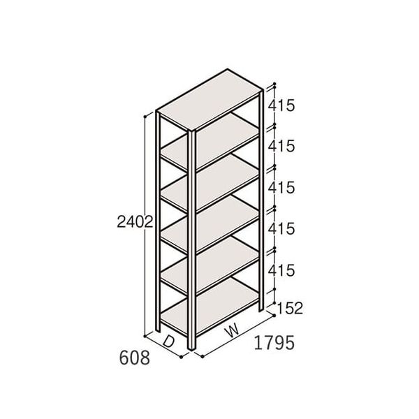 アズワン 軽量棚 ERR開放型 H2400×W1800×D600 有効棚 5段 67-5243-04 1個（直送品）
