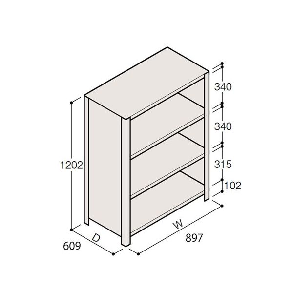 アズワン 軽量棚 ERR密閉型 H1200×W900×D600 有効棚 3段 67-5245-75 1個（直送品）