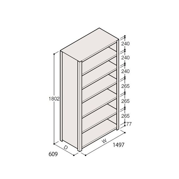アズワン 軽量棚 ERR密閉型 H1800×W1500×D600 有効棚 6段 67-5246-78 1個（直送品）
