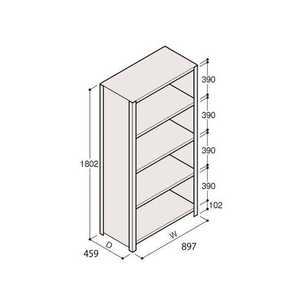 アズワン 軽量棚 ERR密閉型 H1800×W900×D450 有効棚 4段 67-5246-47 1個（直送品）