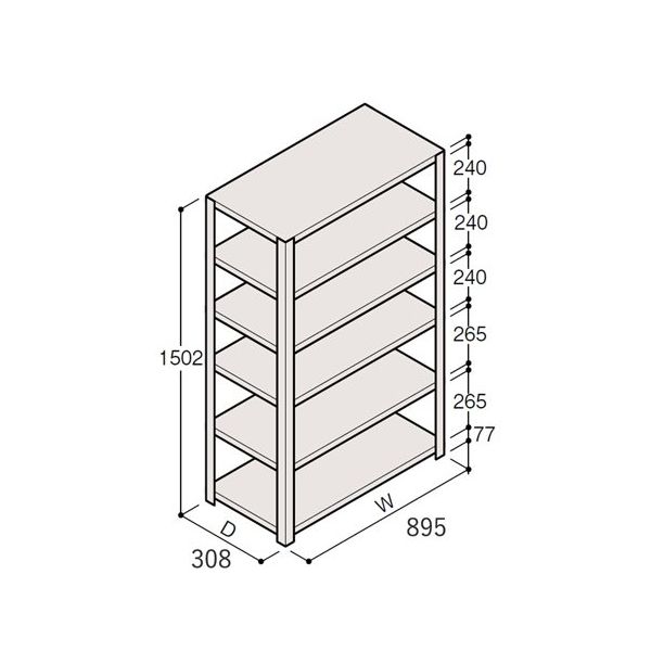 アズワン 軽量棚 ERR開放型 H1500×W900×D300 有効棚 5段 67-5241-59 1個（直送品）