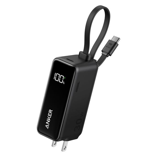 Anker Power Bank (25000mAh, Built-In & 巻取り式USB-Cケーブル