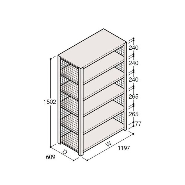 アズワン 軽量棚 ERR金網型 H1500×W1200×D600 有効棚 5段 67-5243-70 1個（直送品）