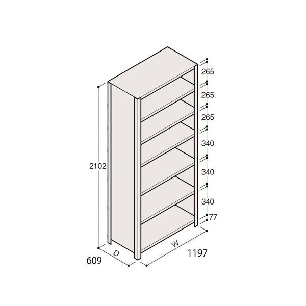 アズワン 軽量棚 ERR密閉型 H2100×W1200×D600 有効棚 6段 67-5247-24 1個（直送品）