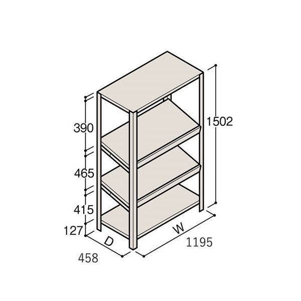 アズワン 軽量棚 ERR傾斜型 H1500×W1200×D450 有効棚 3段 67-5244-84 1個（直送品）
