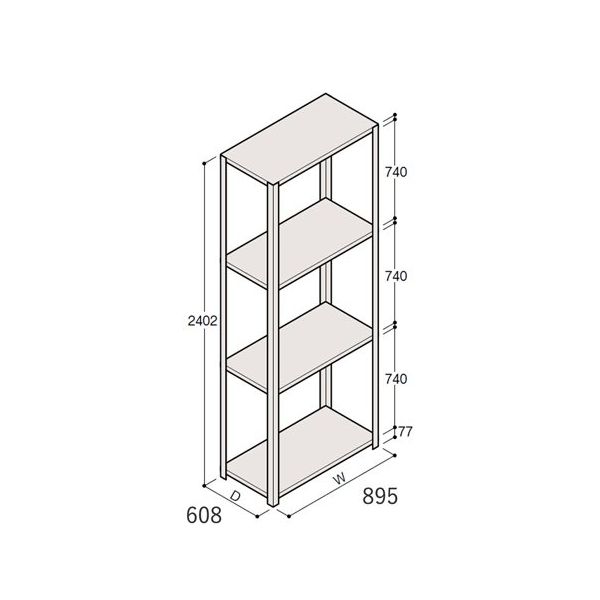 アズワン 軽量棚 ERR開放型 H2400×W900×D600 有効棚 3段 67-5242-70 1個（直送品）