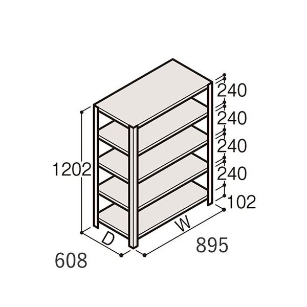 アズワン 軽量棚 ERR開放型 H1200×W900×D600 有効棚 4段 67-5241-25 1個（直送品）