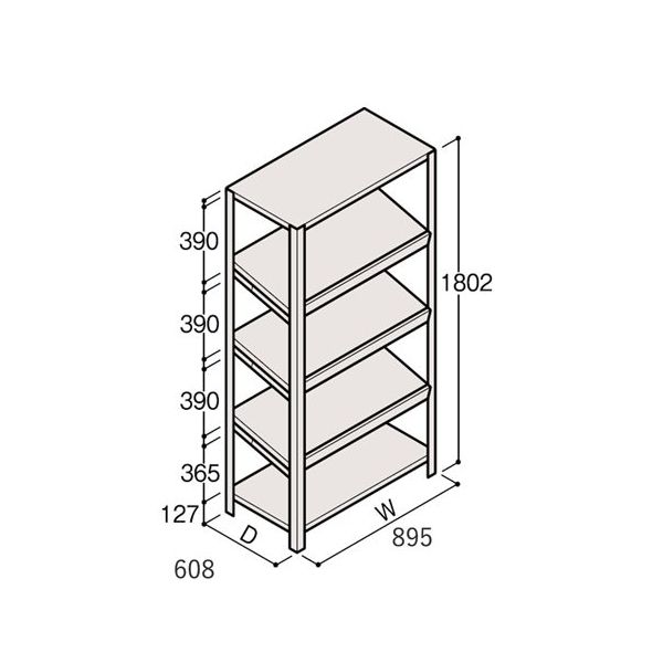 アズワン 軽量棚 ERR傾斜型 H1800×W900×D600 有効棚 4段 67-5245-08 1個（直送品）