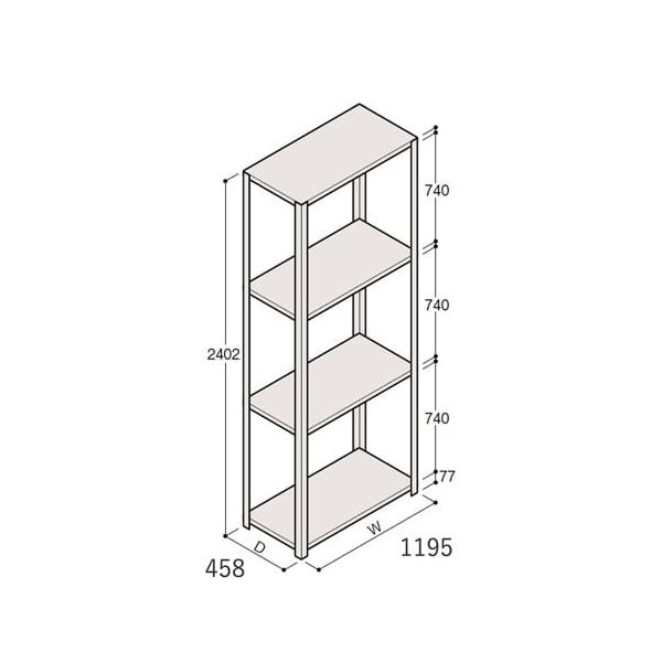 アズワン 軽量棚 ERR開放型 H2400×W1200×D450 有効棚 3段 67-5242-72 1個（直送品）