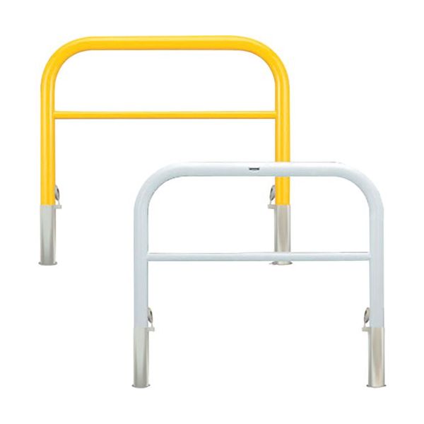 カネソウ 車止め アーチ型 横バー付 スチール製 焼付塗装 脱着式 鋳鉄製蓋 Yシリーズ YBW4L7-HD(W) 1本 323-8787（直送品）