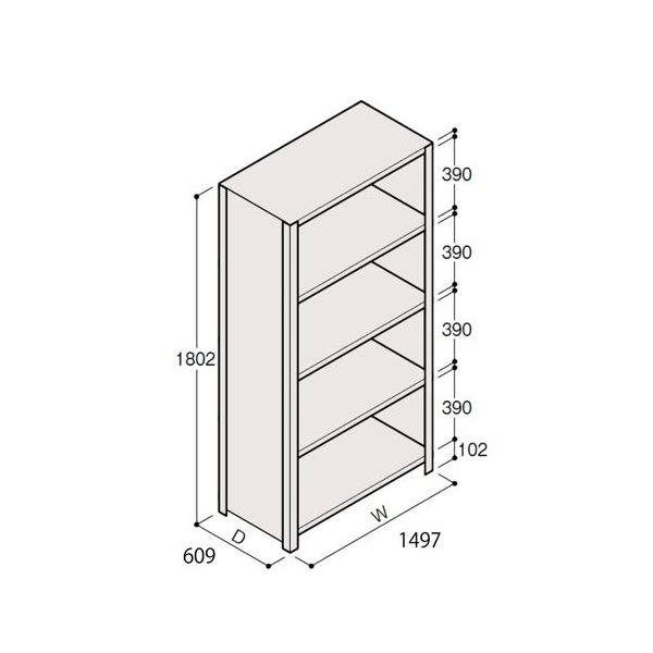 アズワン 軽量棚 ERR密閉型 H1800×W1500×D600 有効棚 4段 67-5246-54 1個（直送品）
