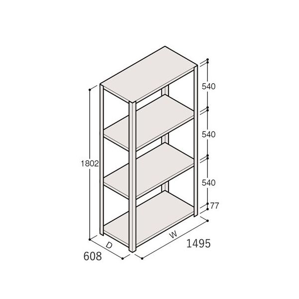 アズワン 軽量棚 ERR開放型 H1800×W1500×D600 有効棚 3段 67-5241-79 1個（直送品）