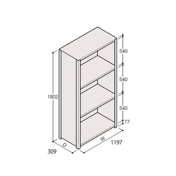 アズワン 軽量棚 ERR密閉型 H1800×W1200×D300 有効棚 3段 67-5246-37 1個（直送品）