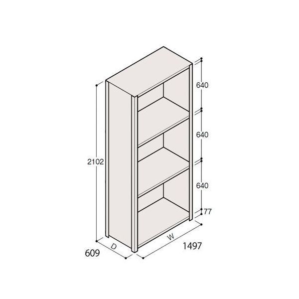 アズワン 軽量棚 ERR密閉型 H2100×W1500×D600 有効棚 3段 67-5246-90 1個（直送品）