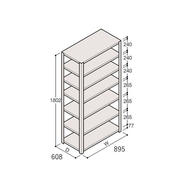 アズワン 軽量棚 ERR開放型 H1800×W900×D600 有効棚 6段 67-5242-10 1個（直送品）