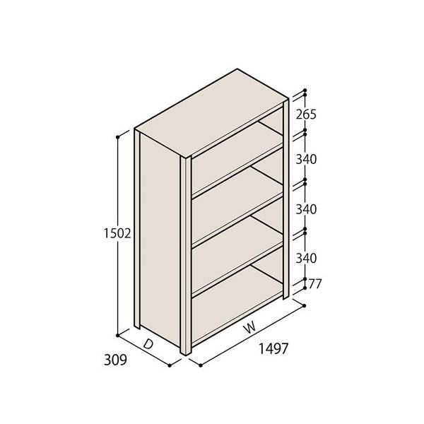アズワン 軽量棚 ERR密閉型 H1500×W1500×D300 有効棚 4段 67-5246-16 1個（直送品）