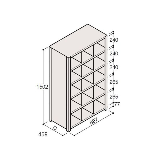 アズワン 軽量棚 ERR仕切型 H1500×W900 ×D450 有効棚 5段 3分割 67-5245-42 1個（直送品）
