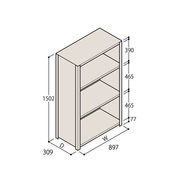 アズワン 軽量棚 ERR密閉型 H1500×W900×D300 有効棚 3段 67-5245-97 1個（直送品）
