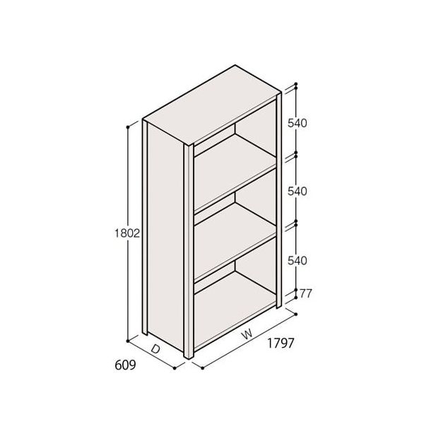 アズワン 軽量棚 ERR密閉型 H1800×W1800×D600 有効棚 3段 67-5246-45 1個（直送品）