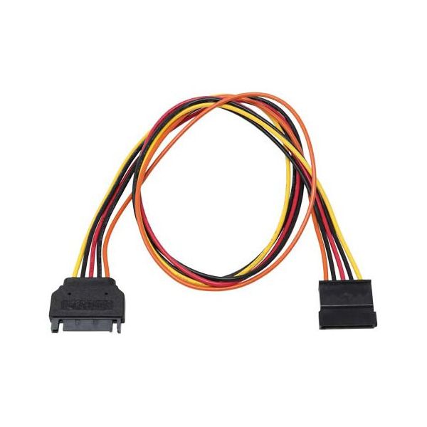 アイネックス シリアルATA用電源延長ケーブル 50cm SA-048SAB 1個 67-9266-63（直送品）