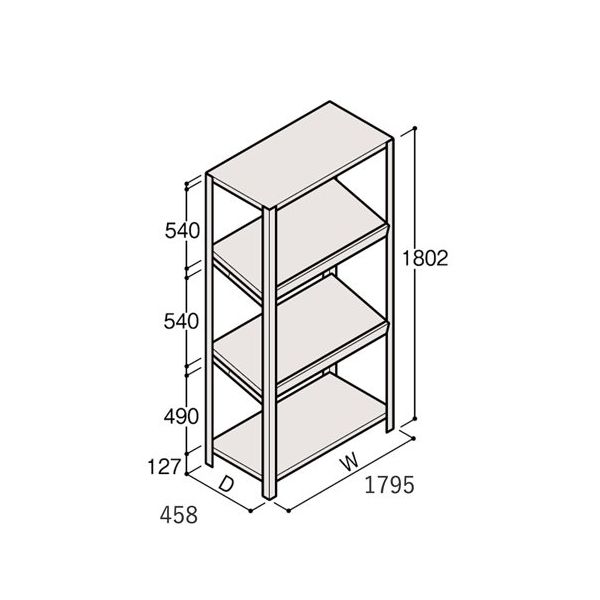 アズワン 軽量棚 ERR傾斜型 H1800×W1800×D450 有効棚 3段 67-5245-05 1個（直送品）