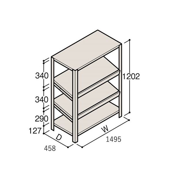 アズワン 軽量棚 ERR傾斜型 H1200×W1500×D450 有効棚 3段 67-5244-78 1個（直送品）