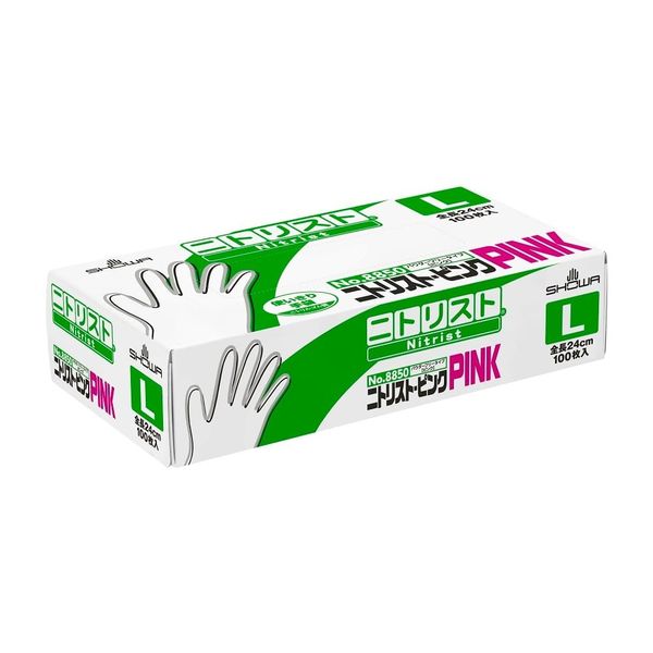 アズワン ニトリスト(R)・ピンク L 100枚 66-0023-62 1箱(100枚)（直送品）