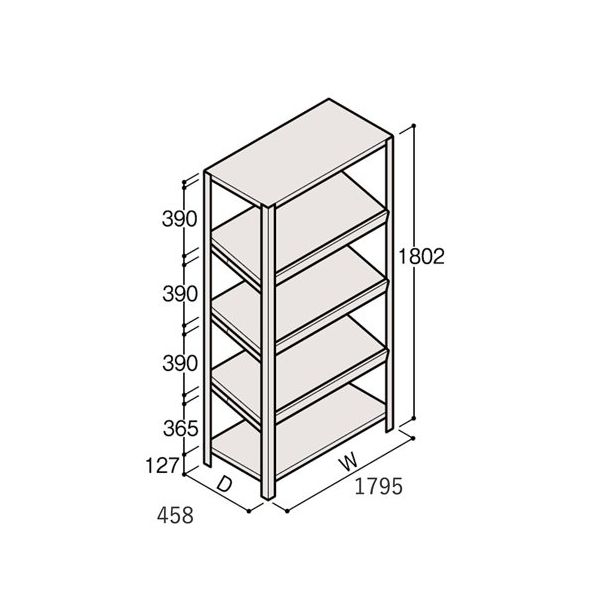 アズワン 軽量棚 ERR傾斜型 H1800×W1800×D450 有効棚 4段 67-5245-13 1個（直送品）