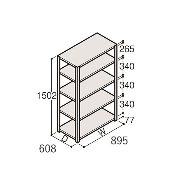 アズワン 軽量棚 ERR開放型 H1500×W900×D600 有効棚 4段 67-5241-49 1個（直送品）