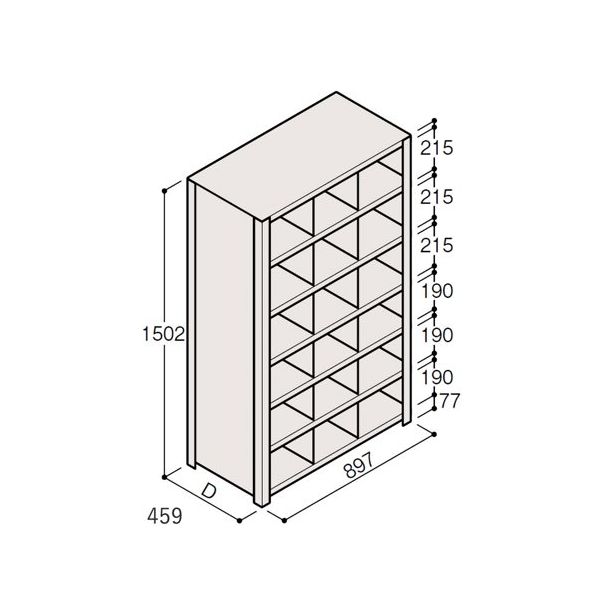 アズワン 軽量棚 ERR仕切型 H1500×W900 ×D450 有効棚 6段 3分割 67-5245-46 1個（直送品）