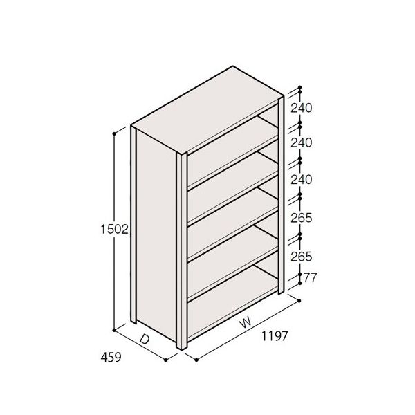 アズワン 軽量棚 ERR密閉型 H1500×W1200×D450 有効棚 5段 67-5246-26 1個（直送品）