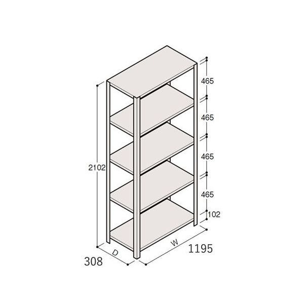 アズワン 軽量棚 ERR開放型 H2100×W1200×D300 有効棚 4段 67-5242-35 1個（直送品）