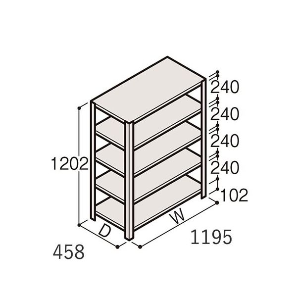 アズワン 軽量棚 ERR開放型 H1200×W1200×D450 有効棚 4段 67-5241-27 1個（直送品）
