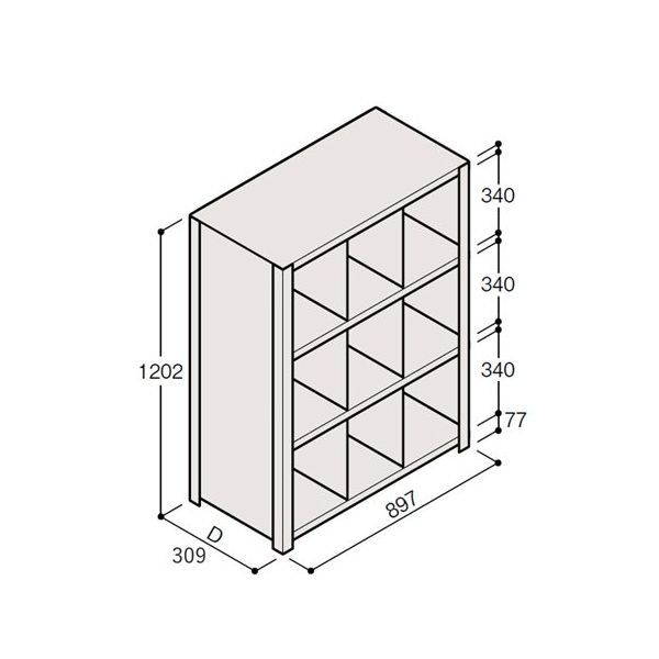 アズワン 軽量棚 ERR仕切型 H1200×W900 ×D300 有効棚 3段 3分割 67-5245-24 1個（直送品）