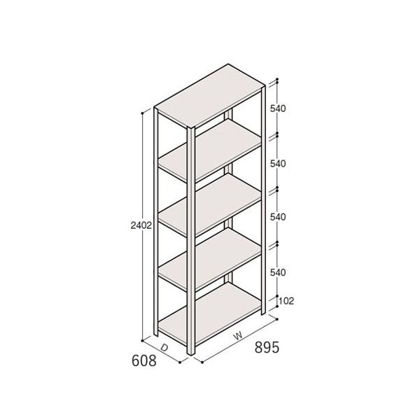 アズワン 軽量棚 ERR開放型 H2400×W900×D600 有効棚 4段 67-5242-82 1個（直送品）