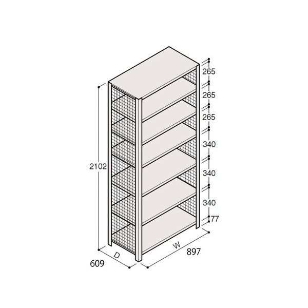 アズワン 軽量棚 ERR金網型 H2100×W900×D600 有効棚 6段 67-5244-64 1個（直送品）