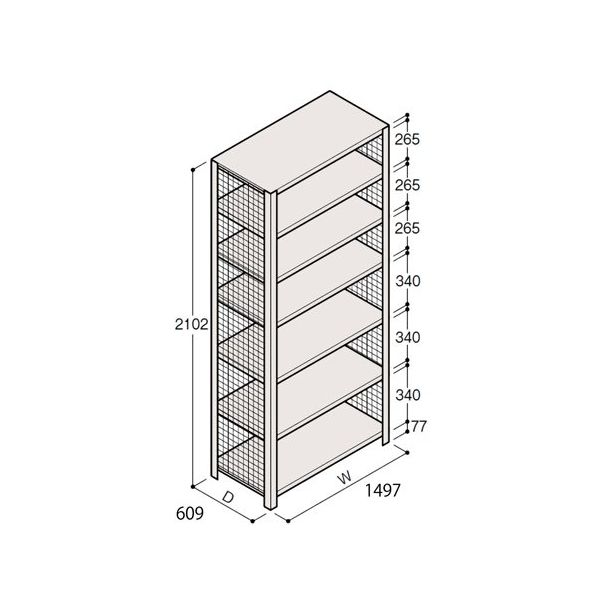 アズワン 軽量棚 ERR金網型 H2100×W1500×D600 有効棚 6段 67-5244-70 1個（直送品）