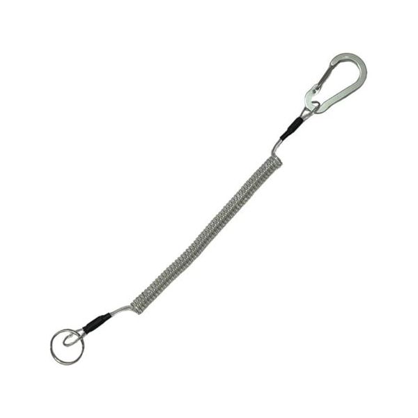 Trimate 落下防止ストラップ カラビナ+カールコード (ステンレスワイヤー入り) クリアー 280mm TR-STP028-12 1個（直送品）