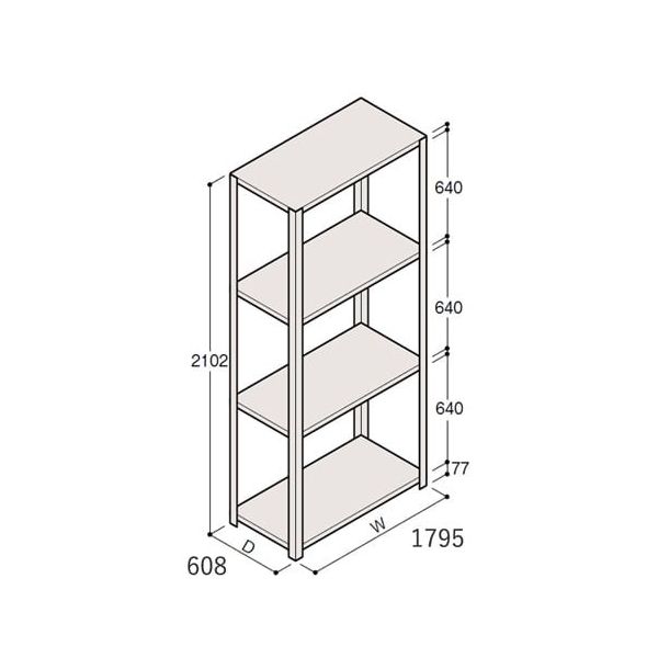 アズワン 軽量棚 ERR開放型 H2100×W1800×D600 有効棚 3段 67-5242-31 1個（直送品）