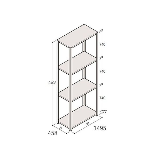 アズワン 軽量棚 ERR開放型 H2400×W1500×D450 有効棚 3段 67-5242-75 1個（直送品）